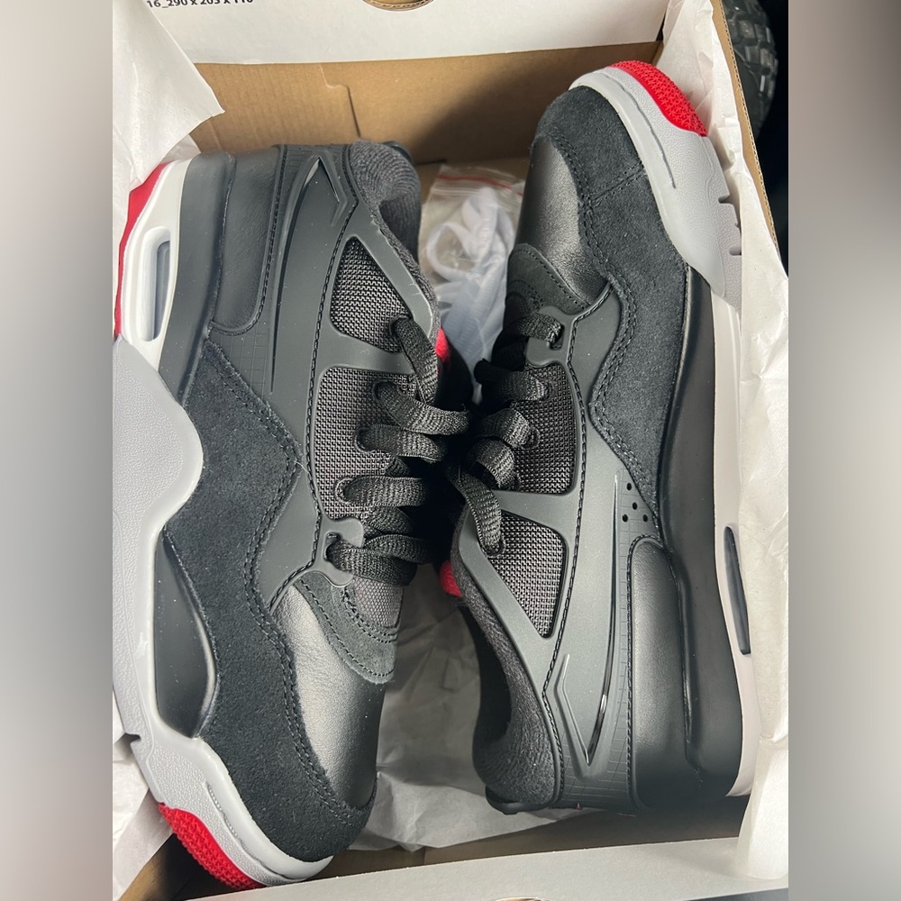 Jordan Air Sneakers in Black and Gray with Red Highlights